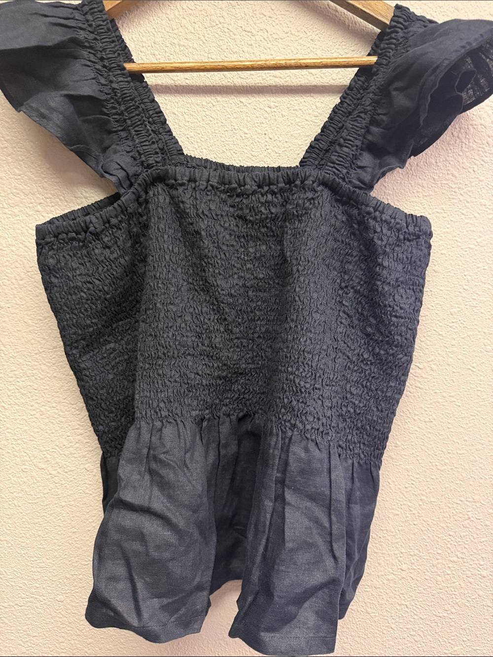 Lands' End Black Smocked Cotton Camisole